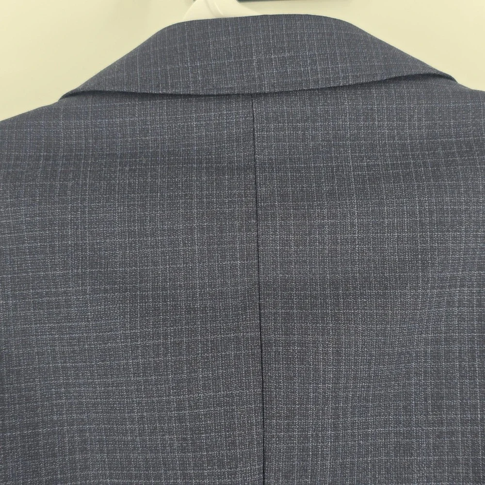 BOSS Hugo Boss Blazer Mens 40R Navy Blue Check Slim Fit Italian H-Huge-214